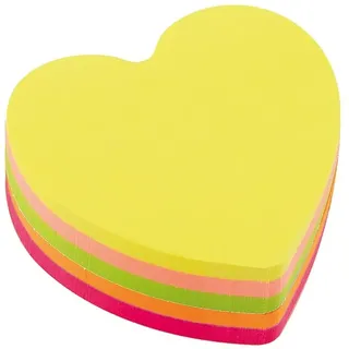 D.RECT Haftnotizen Super Sticky Notes Herz, neon, 70 x 70mm, selbstklebend, 400 Blatt