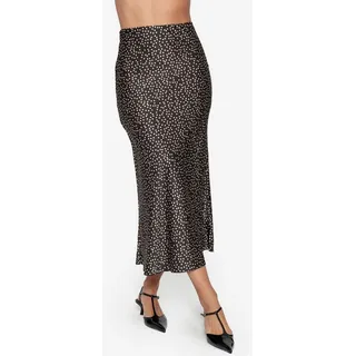 SASSYCLASSY Minirock Midi Satinrock Damen Elegant mit Punktmuster A-Linie Rock lang aus Satin mit Gummibund in Punktedesign Schwarz Weiß schwarz XS