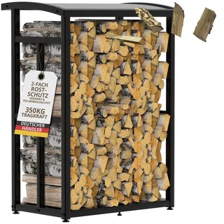 Lawa Kaminholzregal Metall 91 x 56 x 117 cm mit Dach Schwarz