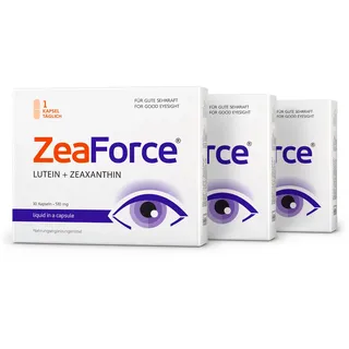 ZeaForce – perfekte Sehkraft mit nur 1 Kapsel/Tag. Konzentrierte Zusammensetzung. Vielfältige Wirkung. Flüssige Formel für schnellere Wirkung. Laborgeprüft (3er Pack)