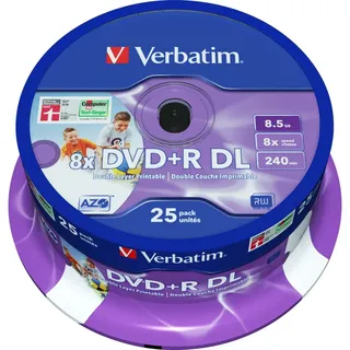 Verbatim DVD+R DL 8,5GB 8x bedruckbar 25er Spindel