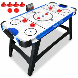SereneLife Airhockey Tisch mit Luft – Air Hockey Spieltisch ideal als Gamer Tisch – Tischhockey für lustige Tischspiele mit Airhockey Pucks & Schieber – Robuste Air Hockey Tische Kinder & Erwachsene