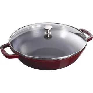 Staub Wok 30 cm Gusseisen, Induktionsgeeignet, grenadine-rot