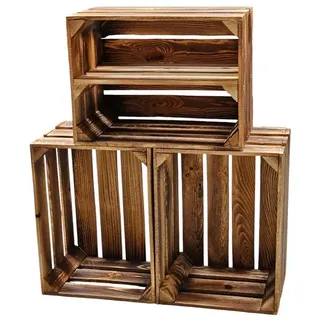 Teramico Holzkiste 40 x 30 x 25 cm 3-tlg. braun