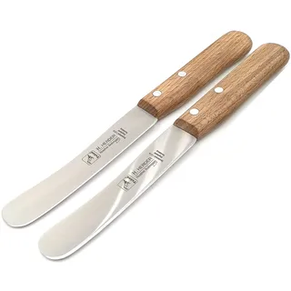 2 Brötchenmesser Frühstücksmesser Brotmesser Herder Solingen Buckelsmesser Buttermesser 22cm Spezialstahl 1,5mm stark rostfrei Buche echter Handabzug