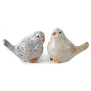 Logbuch-Verlag Dekofigur Deko Vögel aus Keramik - Vogelpaar Frühling Ostern Garten 7 x 9 cm
