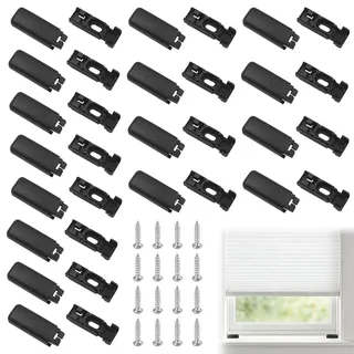 Feruchun 16 Stück Plissee Ersatzteile,Plissee Befestigung Klemmträger und Halterung,Spannschuhe für Verspannte Plissees Bohren (Schwarz)