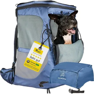 Wanderpfote Tiertransporttasche Daypack Hunderucksack - Höhenverstellbarem Tragesystem blau L