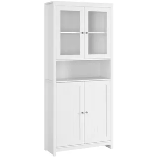 Homfa Buffet Vitrinenschrank, Küchenschrank, Bücherschrank Hochschrank, mit 4 Türen, weiß, Höhe 190cm weiß