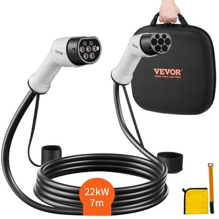 Vevor Typ2 Ladekabel für Elektroauto/Hybrid EV Ladekabel E-Autoladekabel Wallbox 22kw 7m Kabellänge 3-Phase AC 380V Typ2 auf Typ2 Wasser-/Staubdicht Mit Allen Typ-2-Modellen Kompatibel