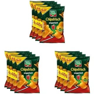 funny-frisch Chipsfrisch ungarisch Multipack, 4 x 40 g (Packung mit 3)