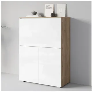Home Affaire PC-Schrank Vera, Sekretär, Home-Office-Schreibtisch mit LED-Beleuchtung (1 St), Multifunktional mit Stauraum, klappbare Tischfläche, LED, B 90 cm beige