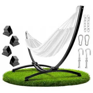 QLS Hängemattengestell für 2 Personen – bis 250 kg, Freistehender Hammock-Ständer für draußen aus Stahl, pulverbeschichtet schwarz