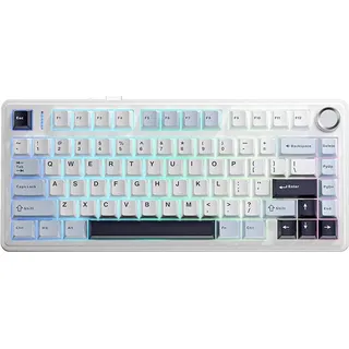 AULA F75 75%-mechanische kabellose Tastatur, US-QWERTY-Layout, Tri-Mode (kabelgebunden/Bluetooth/2,4G) – Glacier Blue/Reaper Switch