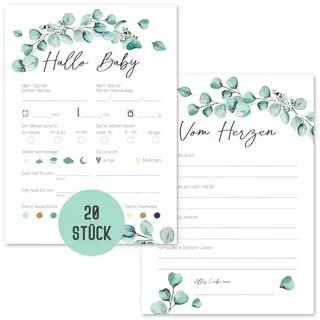 Things of Happiness Spiel 20 Babyparty Tippkarten Babyparty Spiel, Ratespiel Babyshower, Baby Tippkarten, Geschenk Geburt grün