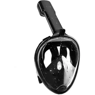 Schnorchelmaske, Vollgesichts-Schnorchelmaske, einfaches Atmen, Anti-Beschlag- und Anti-Leck, 180°-Panoramablick, Tauchmaske mit Abnehmbarer Kamerahalterung, verstellbaren Streifen (schwarz, L/XL)