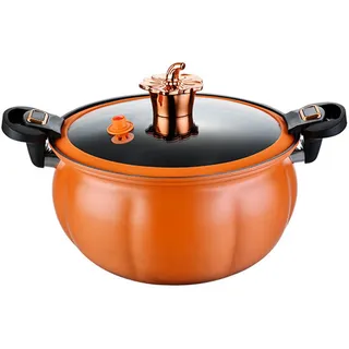 Mikro-Schnellkochtopf, 11 Zoll 8L Mini-Kürbisdrucktopf mit Schlossgriffen, Nicht-Schicht-Beschichtungsbestand für Gas, Induktion, Elektroherd