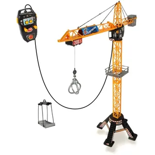 DICKIE Toys - Mega Crane (120 cm) – extra großer Spielkran für Kinder von 3-5 Jahren, mit Fernbedienung, Seilwinde, Greifarm, 350° drehbar, Ferngesteuerter Kran