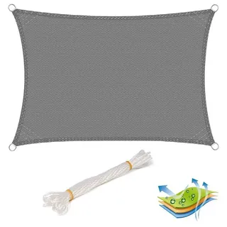 Woltu Sonnensegel Rechteck HDPE 300 x 400 cm Grau