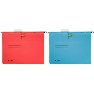Leitz 19843025 Hängehefter ALPHA kaufmännische Heftung, Colorspankarton, 5 Stück, rot & 19843035 Hängehefter ALPHA kaufmännische Heftung, Colorspankarton, 5 Stück, blau