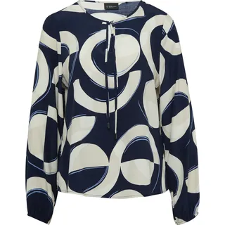 s.Oliver Gemusterte Viskosebluse mit Bindeband Blau/Mehrfarbig 36
