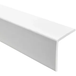 Quest Winkelprofil 50x50mm Kantenschutzwinkel Winkelleiste Eckenschutz – PVC Kunststoff – Ohne Klebeband (Weiß, 180cm)