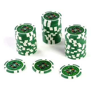 Nexos Trading 50 Poker-Chips Laser-Chips Metallkern 12g Poker Texas Hold`em Black Jack Roulette reflektierend Tokens Jetons Casino 1 Rolle Wert 1-10000 wählbar (Wert 25)