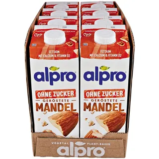 Alpro Mandeldrink geröstet ohne Zucker 1 Liter, 8er Pack