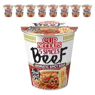Nissin Cup Noodles, 5 Spices Beef, je 64g, 8 Stück