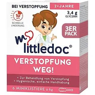 mylittledoc Verstopfung Weg! Glycerin Miniklistiere 3 x 6 Stück - Einmal Medizinprodukt auf Glycerinbasis - rektale Anwendung - Behandlung von Verstopfung - hygienisch - einfach - schnelle Linderung