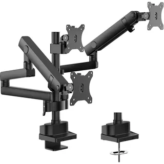 Wiltec Dreifach Monitorhalterung Schreibtisch mit 360° Vesa-platte, Bildschirmhalterung bis 9 kg pro Monitor, Monitorhalter mit Tischklemme