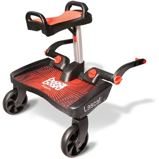 Lascal BuggyBoard Maxi+, Kinderbuggy Trittbrett mit großer Stehfläche und Saddle, Kinderwagen Zubehör für Kinder von 2-6 Jahren (22 kg), kompatibel mit fast jedem Buggy und Kinderwagen, rot