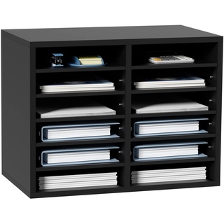 VEVOR Briefablage Schreibtisch Organizer 520 x 305 x 410 mm, 2,3–5,6 cm Einstellbar A4 Stapelbar Quer, Papierablage, Aufbewahrung Schreibtisch Ablagesystem Organisation, Ablage (Schwarz, 2 x 6 Fächer)