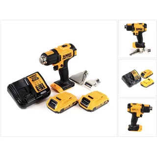 DeWalt DCE 530 D2 Akku Heißluftpistole 18V 530°C + 2x Akku 2,0Ah + 1x Lader+ Flächen- und Reflektordüse