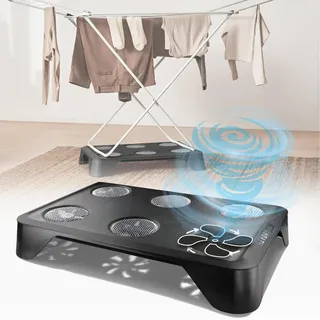 HEYDRY® Wäschetrockner für Wäscheständer: schnell & energiesparend trocknen - Trockner Alternative mini, Made in Germany, klein, mobil, Ventilator, kompakt, schonend zu jeder Wäsche, Lüfter - schwarz