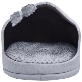 Z4L WauWau Katzen und Hundehöhle gemütlich Farbe grau Minky, grau Hundehütte Katzenhütte 50cm x 60cm Höhlenbett Kuschlig