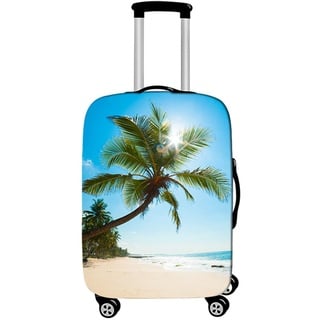 Mateju Kofferschutzhülle Elastisch Kofferhülle 18-32 Zoll, Gepäck Cover Reisekoffer Hülle Trolley Case Schutzhülle Luggage Cover Waschbare Staubdichte Kofferbezug (Kokosnussbaum 2,S)