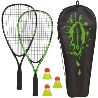 Speedbadminton Set | Speed-Badminton-Set, 2 Alu-Schläger, 3 windstabile Bälle, Tasche, ohne Netz, für Garten, Park & Strand