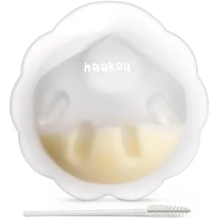 haakaa Petal Soft Silikon-Milchauffangbehälter 丨 Diskreter, auslaufsicherer Muttermilchauffangbehälter, wiederverwendbare Brustschalen, Milchauffangbecher zum Stillen mit Reinigungsbürste – 1 Stück