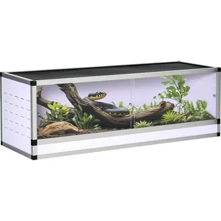 PawHut Terrarium für Reptilien 120 x 40 x 40 cm - Schwarz, Silber, Weiss
