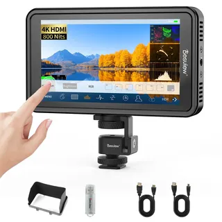Desview R5II Kamera Field Monitor Touchscreen 5,5 Zoll, Camera Monitor 4K HDMI mit Sonnenschutzhaube, Full HD 1920x1080 IPS 3D LUT Video Peaking Focus Assist für DSLR