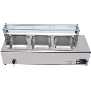 Elektrischer Speisenwärmer Chafing Dish Wärmebehälter Speisewärmer Restaurant,1200W elektrische Arbeitsplatte Lebensmittel Warmer 6.34 Quart mit gehärtetem Glasschild