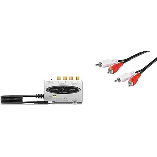 Behringer U-Control UCA202 USB Audio Interface 2-in/2-out (Externe USB Soundkarte) & Goobay 50028 2X Cinch Stecker auf 2X Cinch Stecker Cinchkabel 1.5m, schwarz
