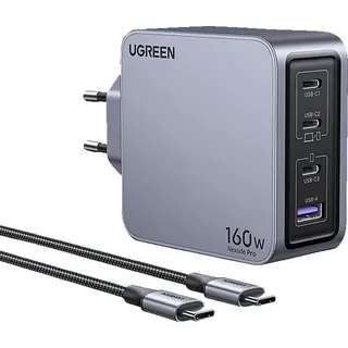 UGREEN Nexode Pro 160W 4-Port GaN Fast Charger Set EU Wall Universal, Gray