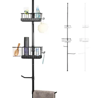 bremermann Teleskop-Badregal, 2 Körbe, 2 Stangen, Stange bis max. ca. 290 cm schwarz