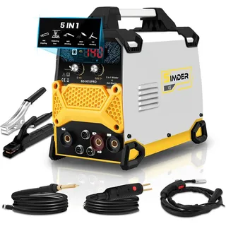 SSimder Fülldraht Schweißgerät 140A, 5-in-1 MIG/TIG/MMA/Kunststoff/Löten
