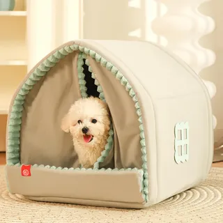 Yinghesheng Hundehöhle Hundehütte Indoor mit Rahmen, Zusammenklappbare Hundezelt, Hundehöhle Kuschelhöhle Katzenbett Hundebett Kleine Hunde,39x36x36cm