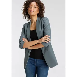 Only Kurzblazer "ONLELLA – Femininer Blazer mit 3/4-Ärmeln und Raffung", Damen, Gr. 44 (XXL), grün (balsam grün), Web, Obermaterial: 95% Polyester, 5% Elasthan.
