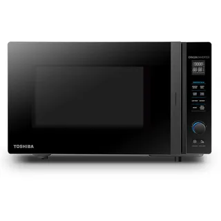 Toshiba MV-TC25T(BK) 4-in-1-Mikrowellenherd mit Heißluftfritteuse, Origin-Inverter-Technologie, leicht zu reinigendem Emaille-Innenraum, 25 L, 2100 W, Schwarz