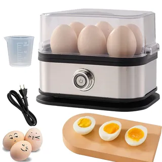 Smarter Eierkocher mit Abschaltautomatik – Müheloses Eierkochen mit dem ultimativen Eierkocher aus Edelstahl. Elektrischer Eierkocher für 6 Eier (hartgekocht, mittelhart, pochiert) (1Pcs)